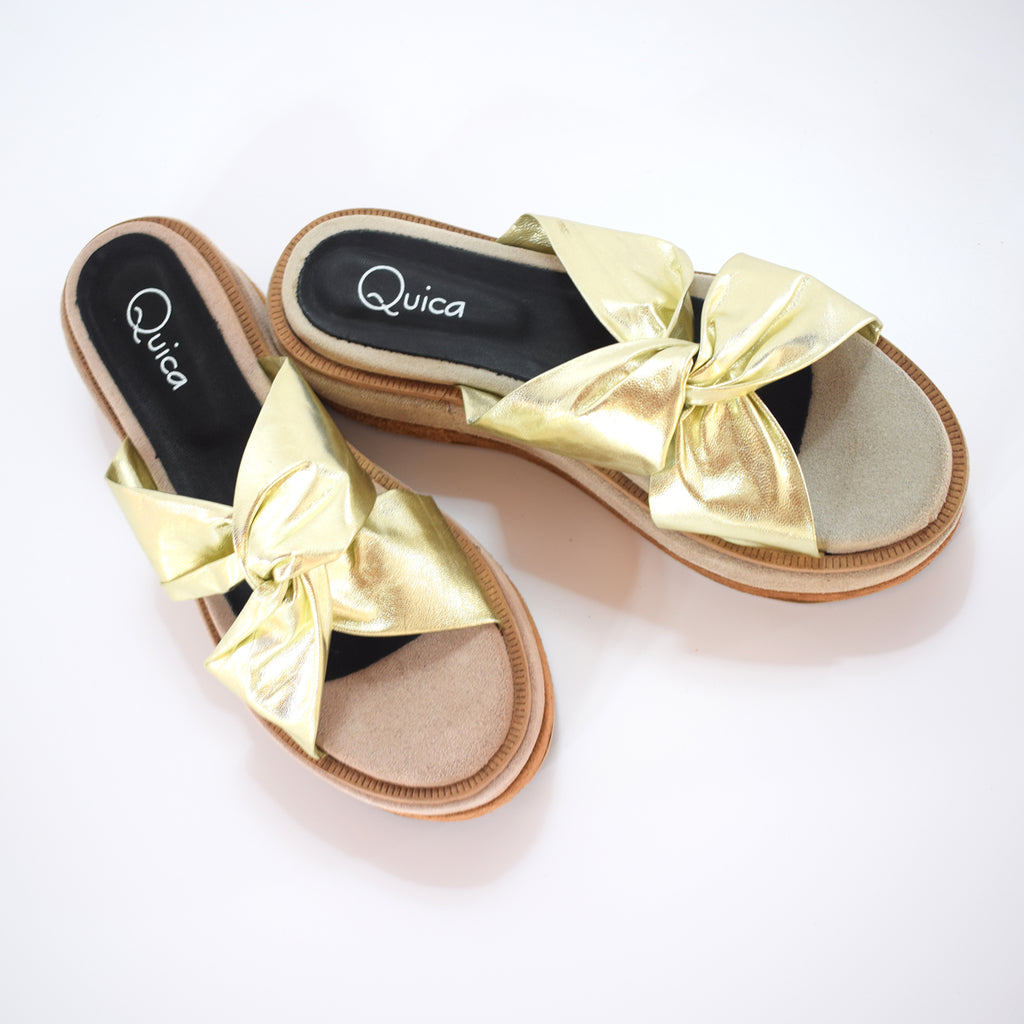 Plataformas Sandalias Cuero Platino Base Moda Tendencia Quica